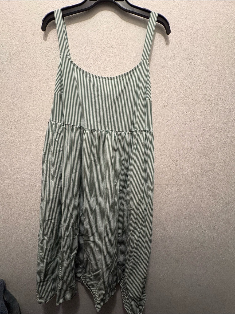 Green and White Striped Sleeveless Sundress